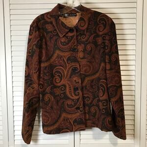 RL Richard NY Paisley Collared Long Sleeve Women Shirt 10